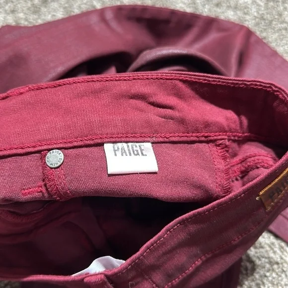 Paige verdugo ankle Shiraz silk coated skinny ankle jeans denim deep red wine - Picture 9 of 15